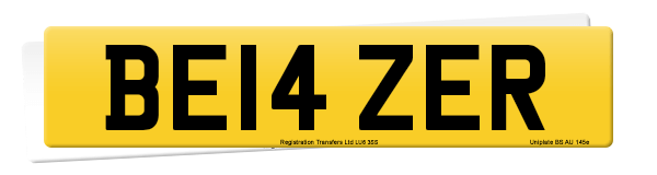 Registration number BE14 ZER